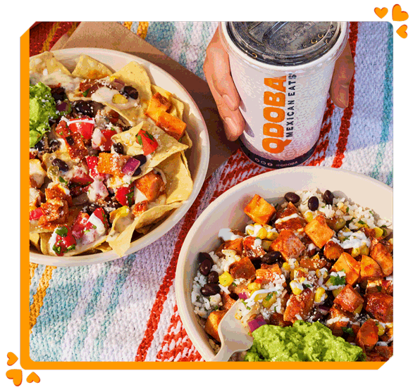 Burrito bowls and a drink