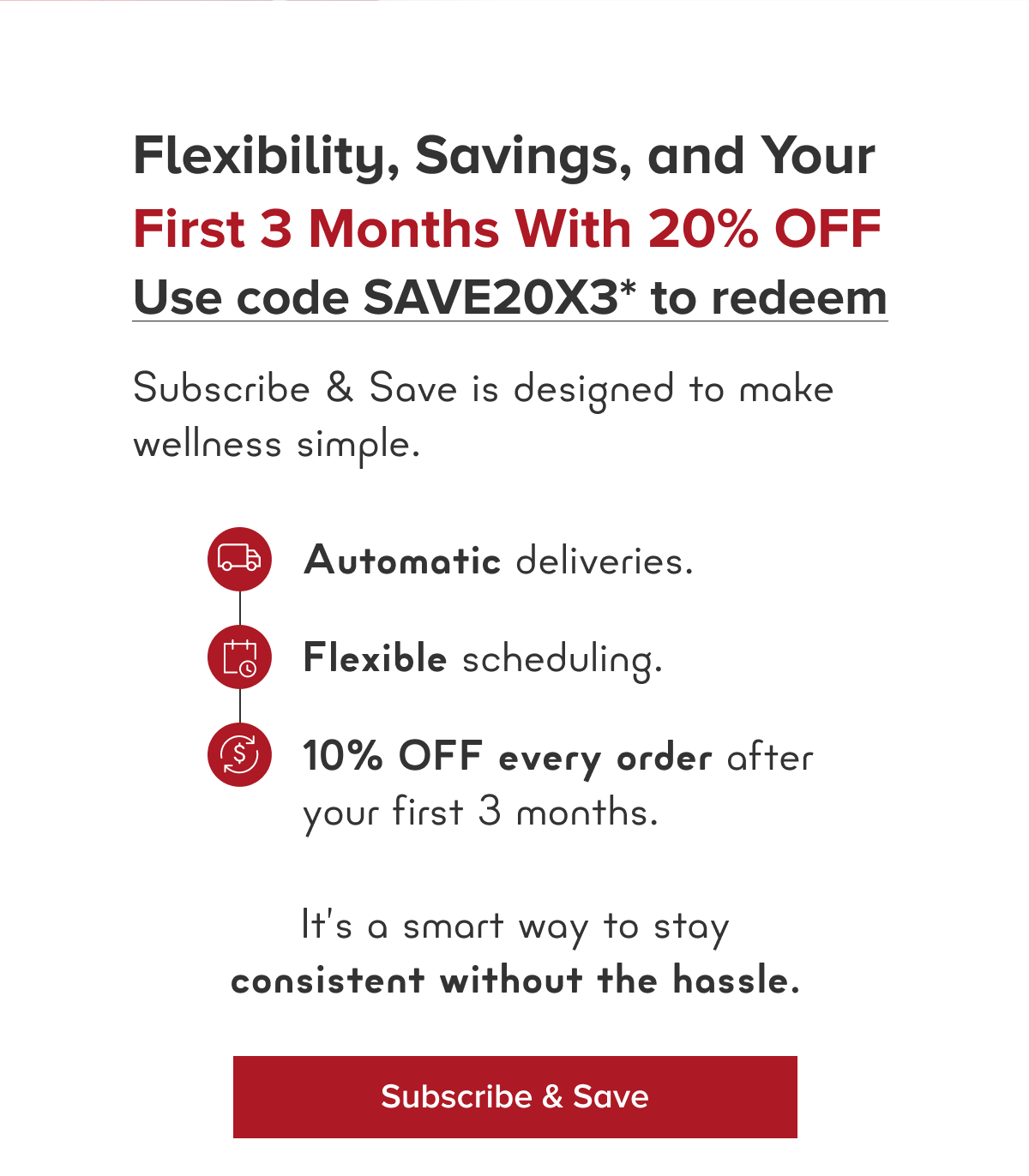 20% off your first 3 months with code SAVE20X3