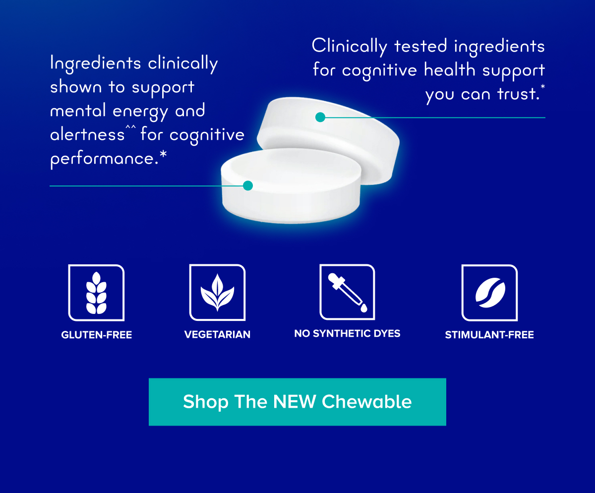 Try our new NEW Brain Health Memory Plus Chewable Tablets