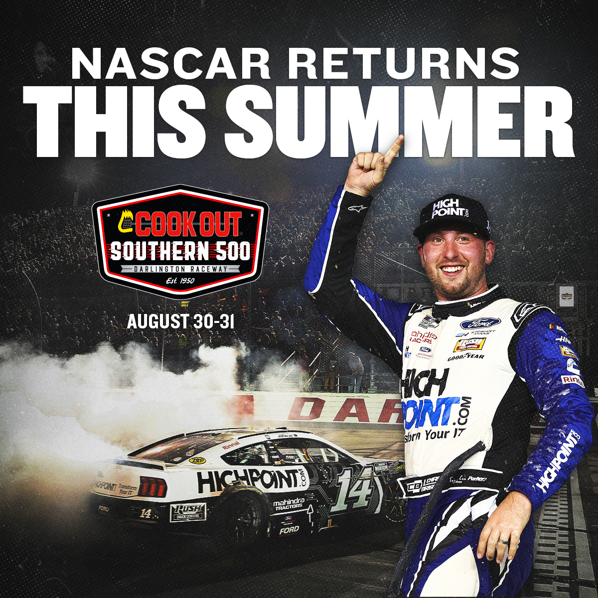 NASCAR Returns This Summer | Cook Out Southern 500 at Darlington Raceway | August 30-31