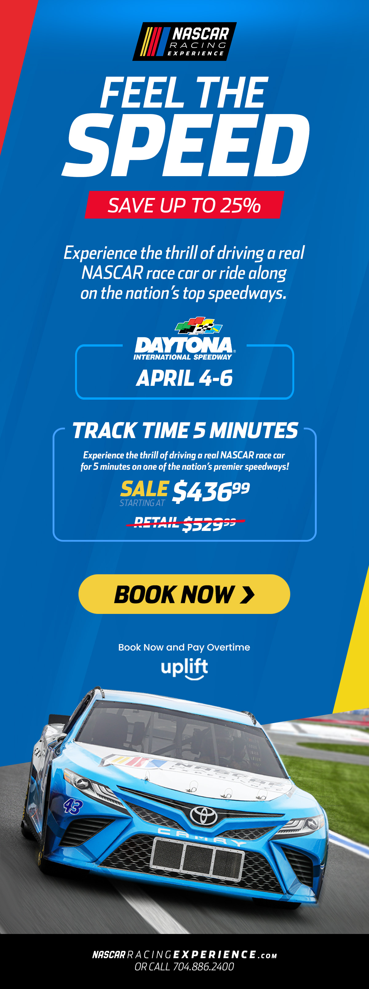 Take the ride of your life at Daytona International Speedway | Drive or ride April 4-6. Tap or click to book now. 