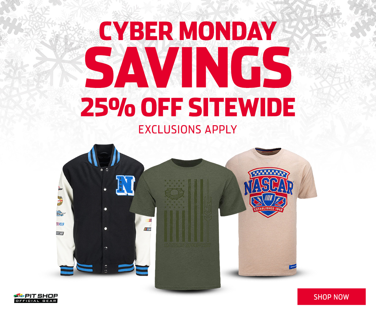 PIT SHOP OFFICIAL GEAR | KSC MONDAY SAVINGS |  25% OFF SITEWIDE - EXCLUSIONS APPLY | Click to shop now.