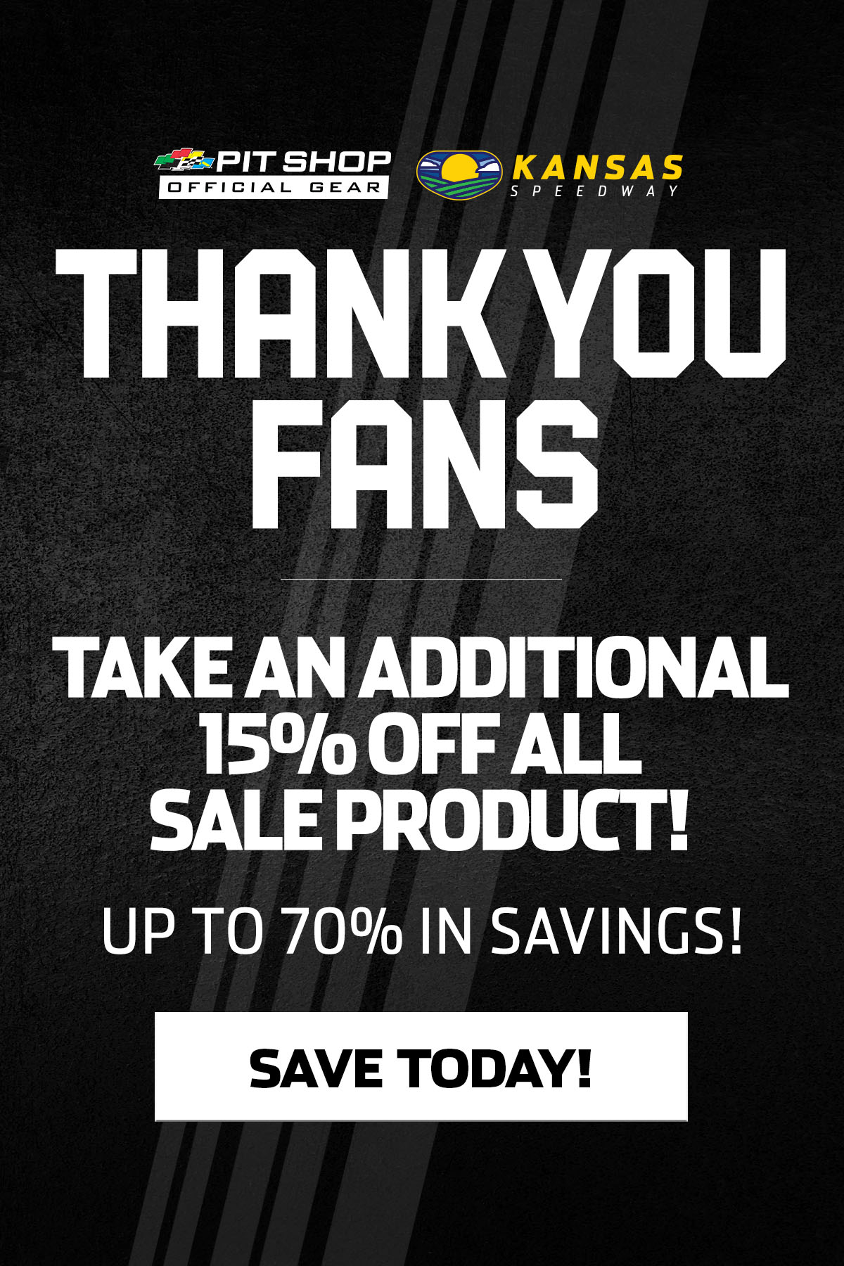 THANK YOU FANS | Take an additional 15% off all sale product! Up to 70% in savings!