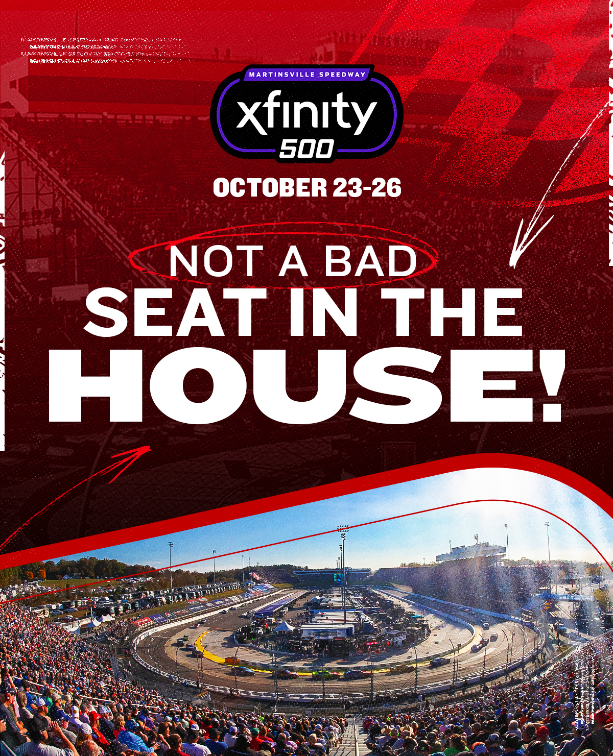 Xfinity 500 at Martinsville Speedway | October 26 | Experience Race Day Hospitality Xfinity 500 at Martinsville Speedway | October 18-27 | Campsites are going fast!
