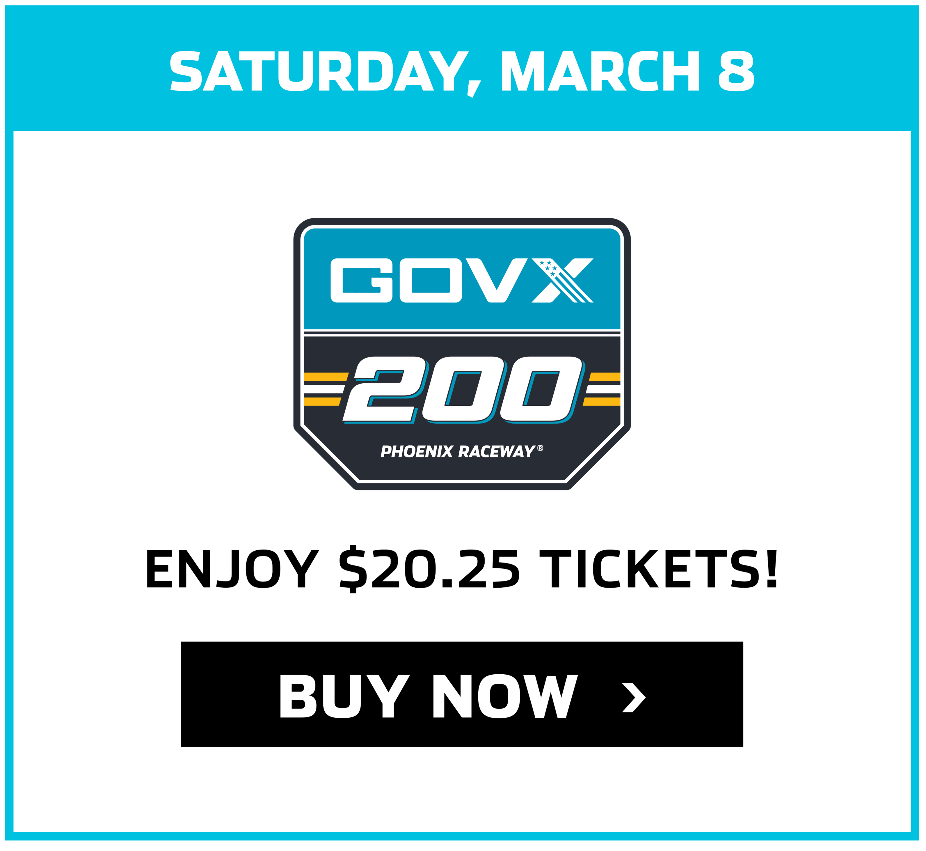 Enjoy $20.25 tickets for the Govx 200