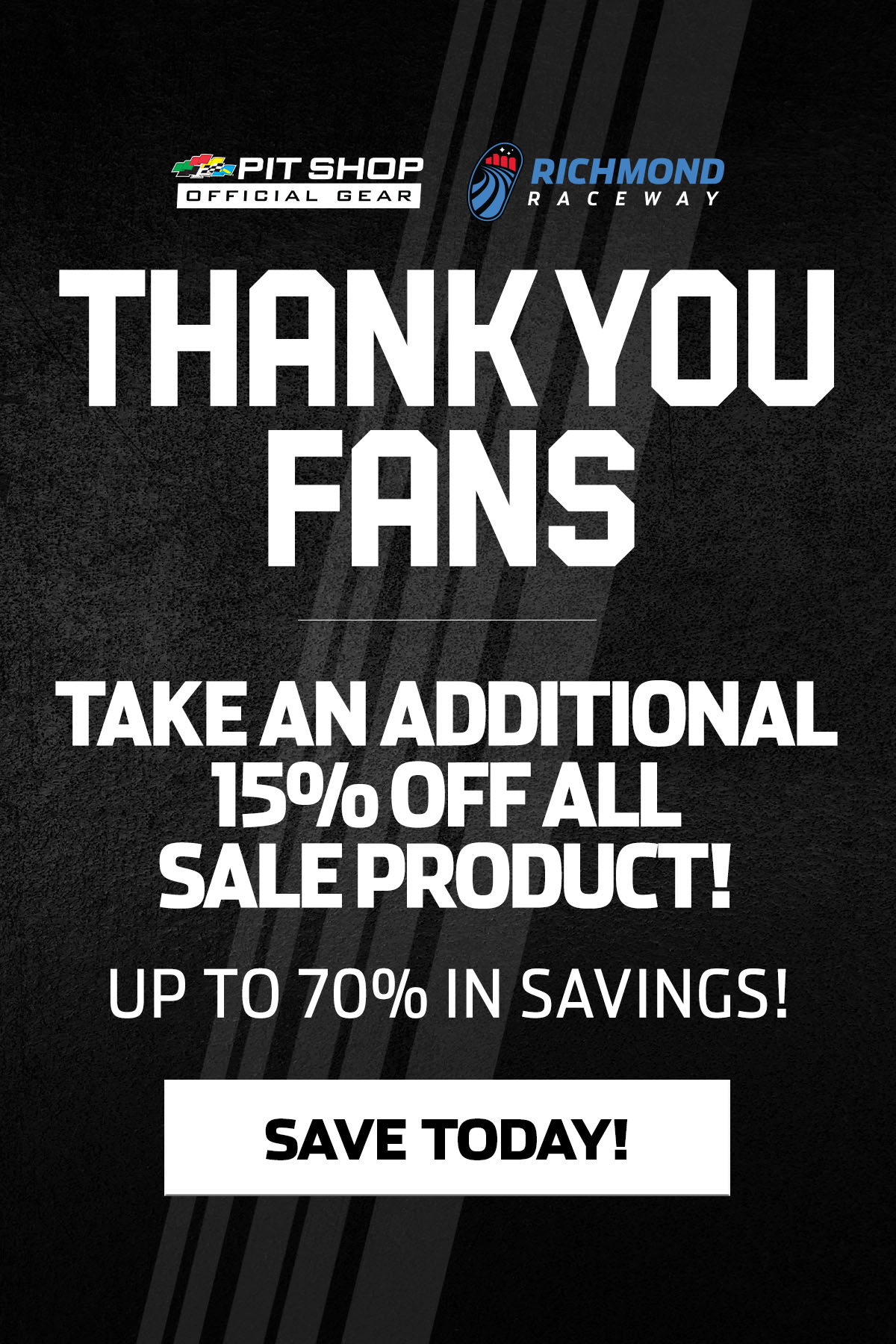THANK YOU FANS | Take an additional 15% off all sale product! Up to 70% in savings!