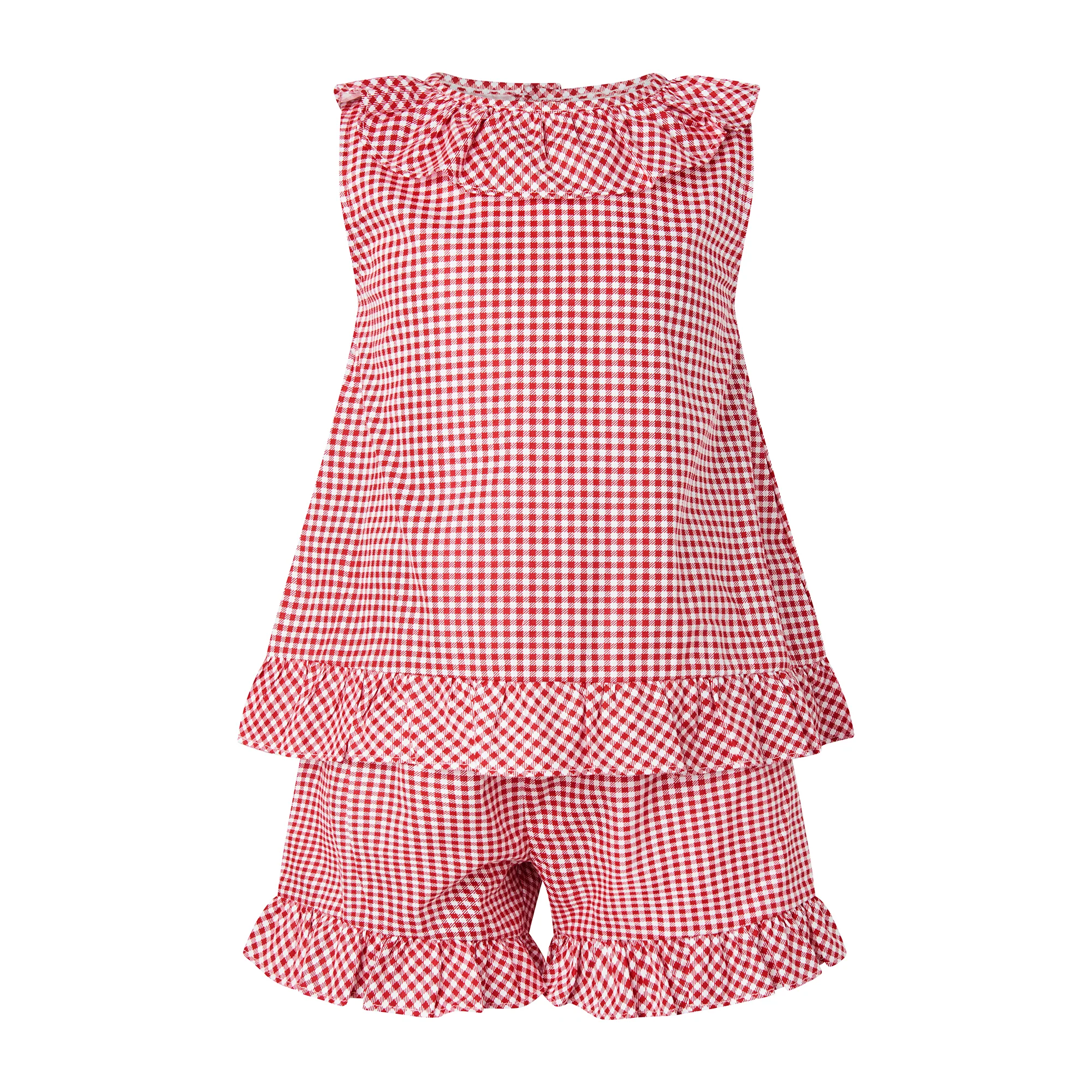 Red Gingham Frill Top & Short Set