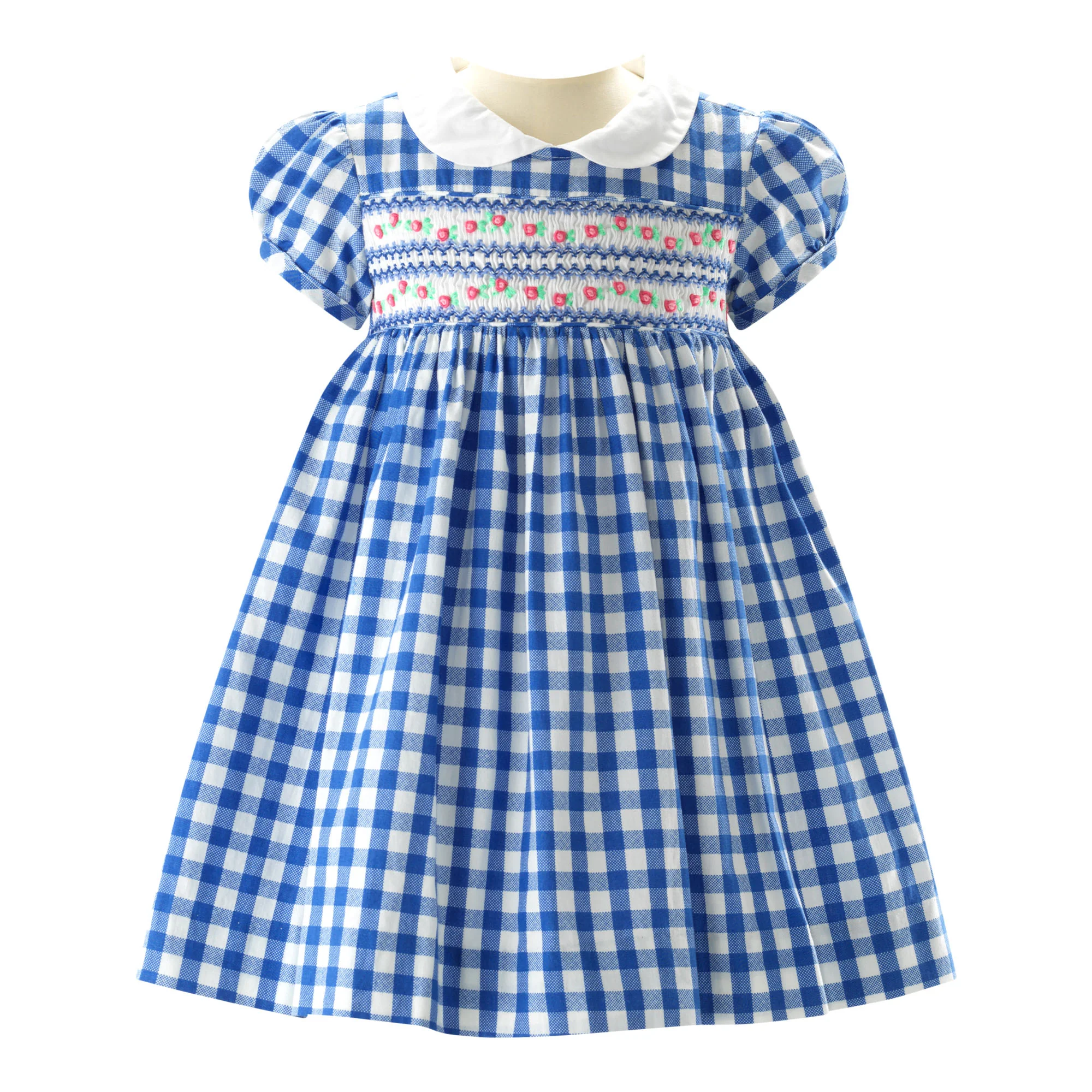 Blue Daisy Check Smocked Dress & Bloomers