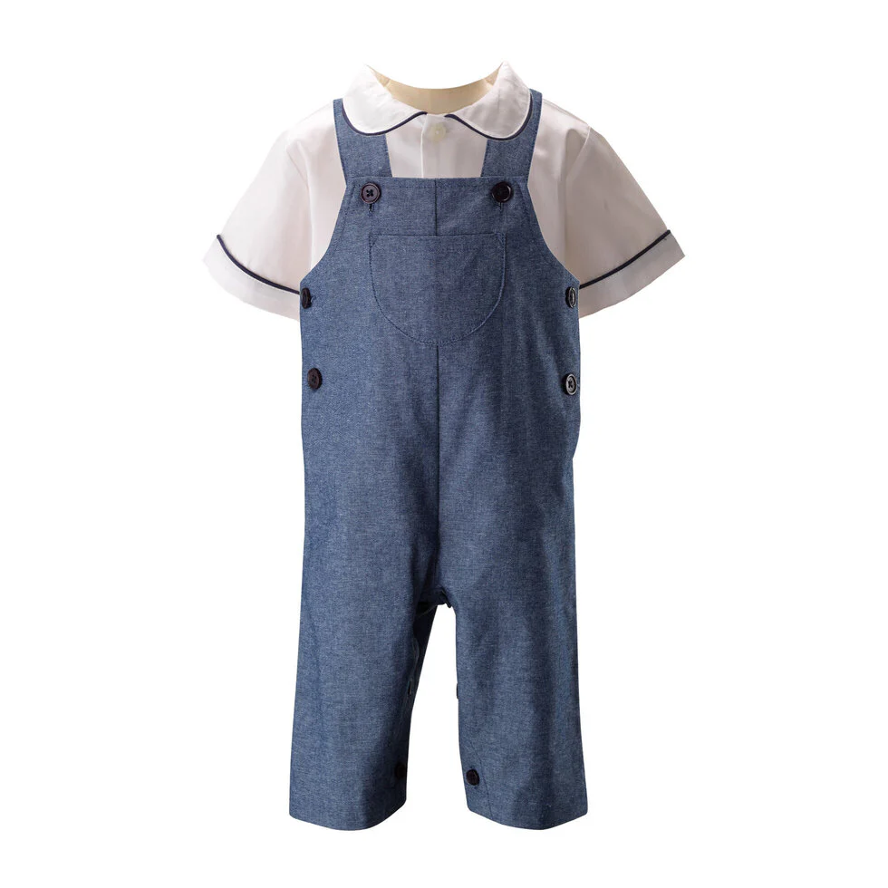 Chambray Short Sleeve Overall Set