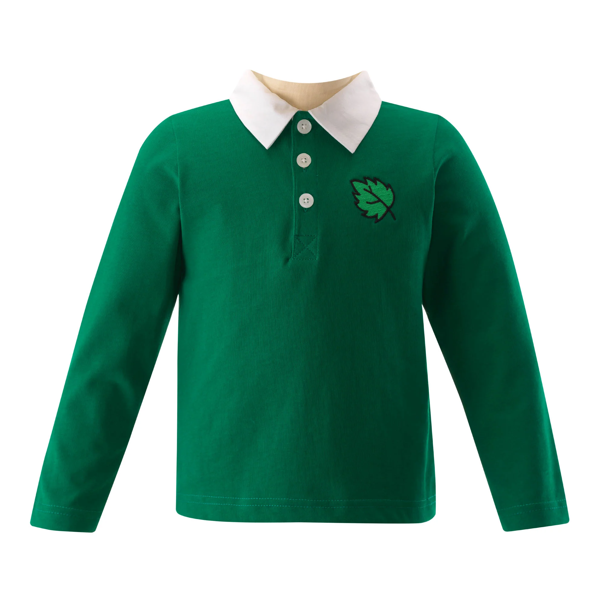 Leaf Embroidered Rugby Top
