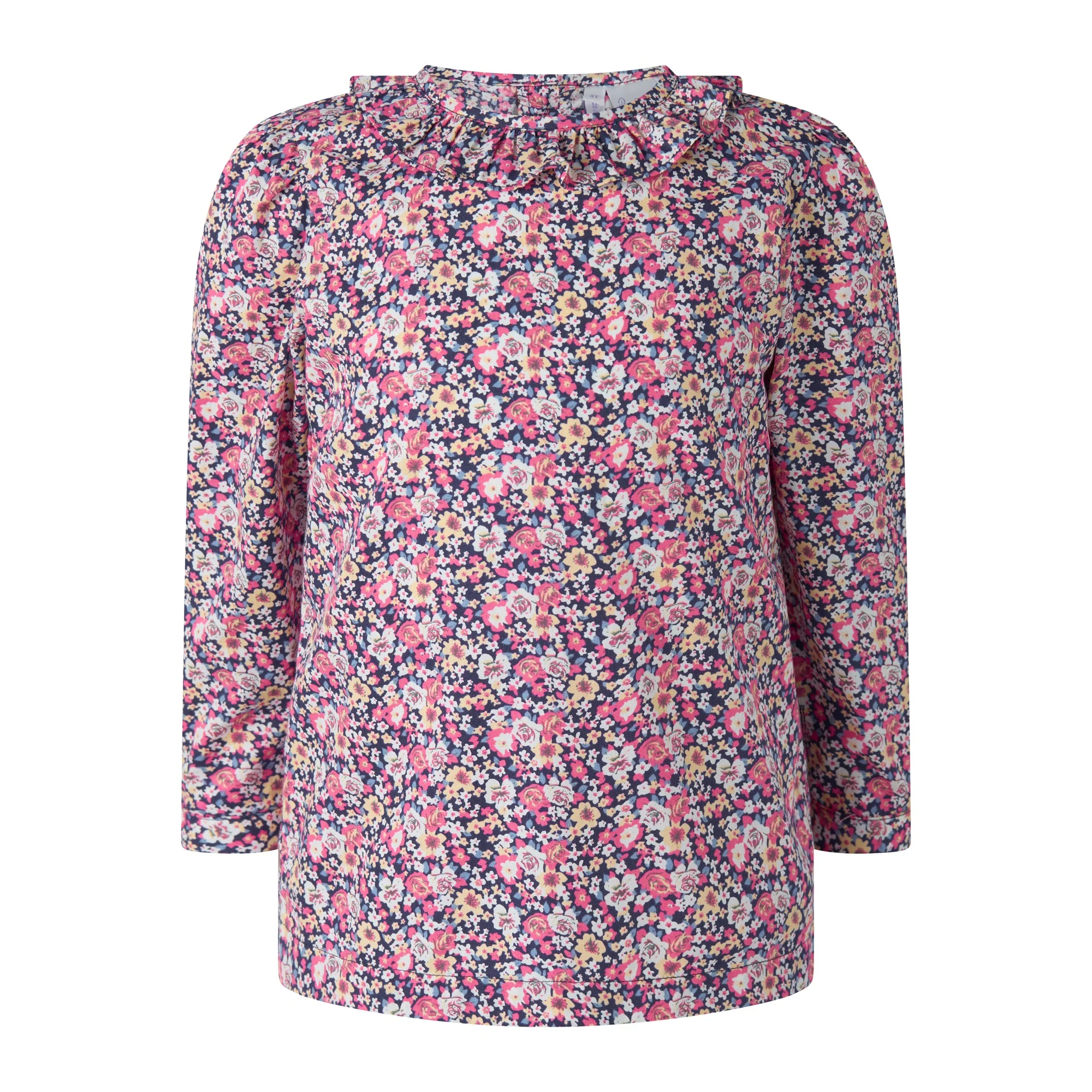 Navy Floral Frill Collar Blouse