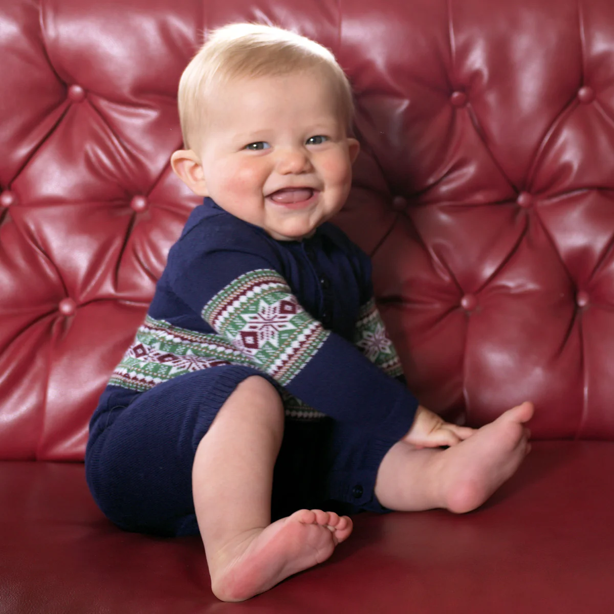 Navy Fairisle knit playsuit