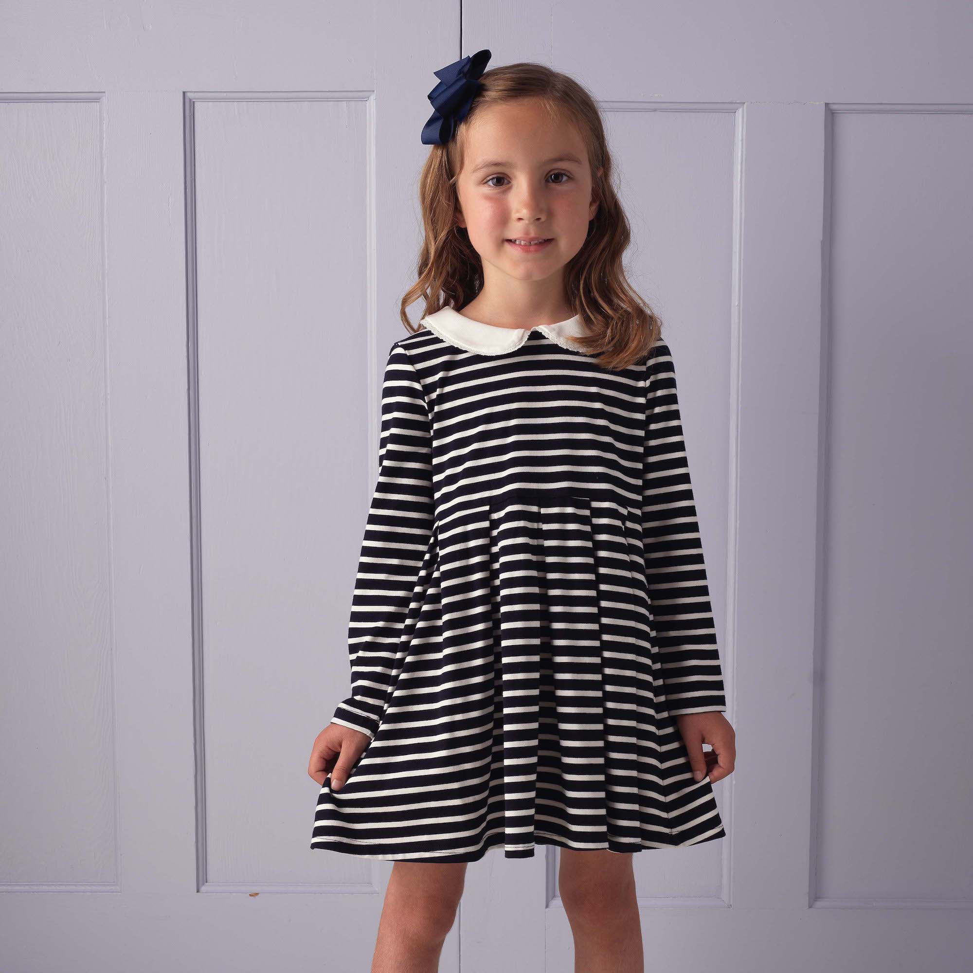 Navy Breton Stripe Jersey Dress