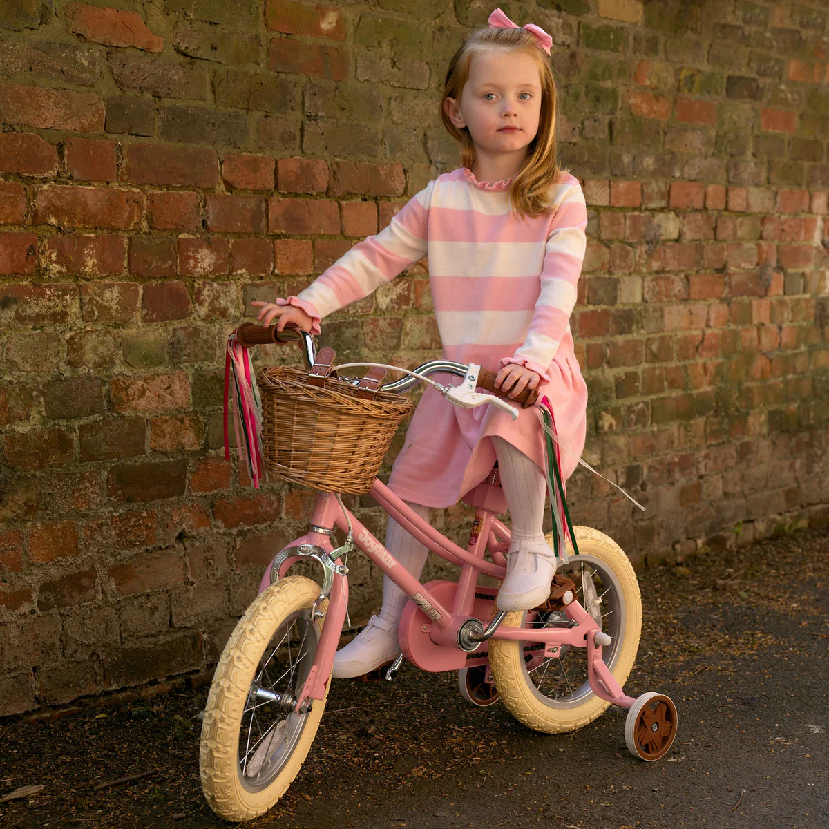 Pink + white striped knit dress