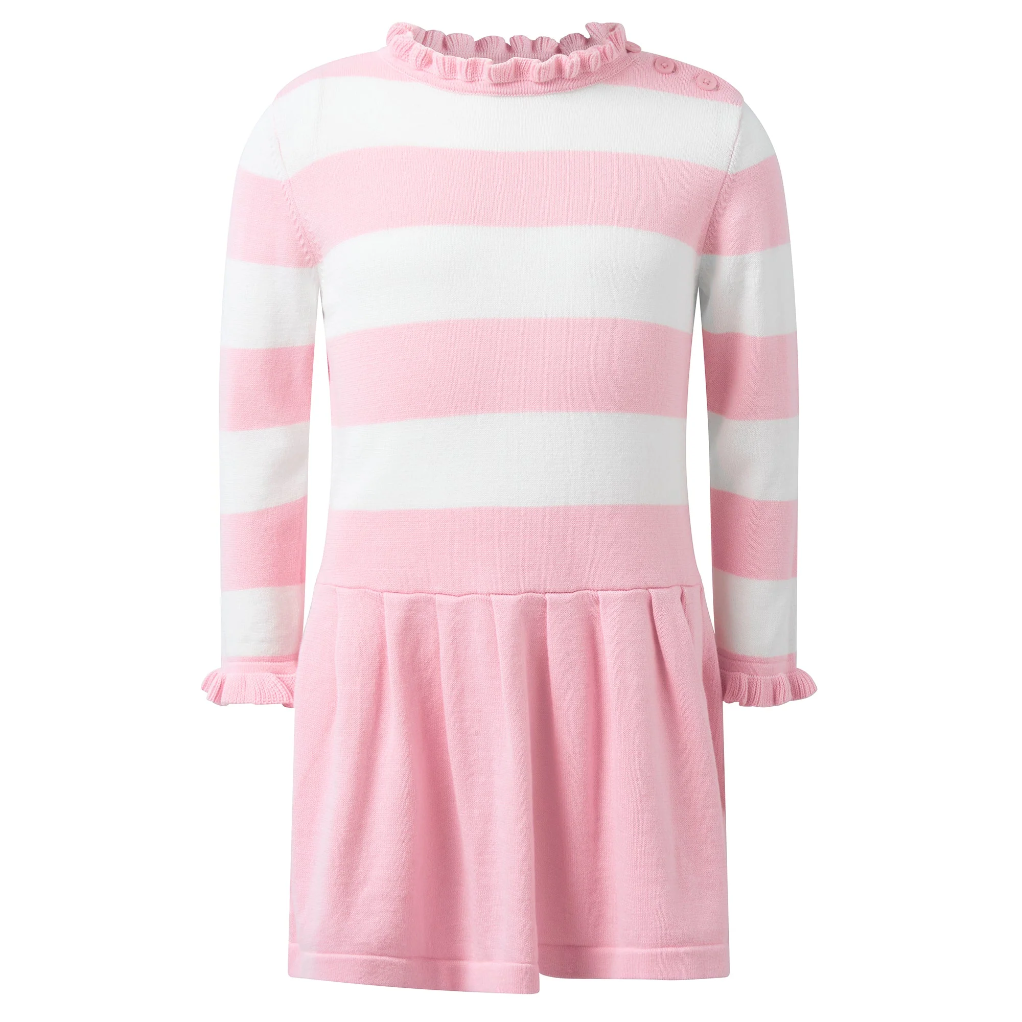 Pink & White Striped Knit Dress