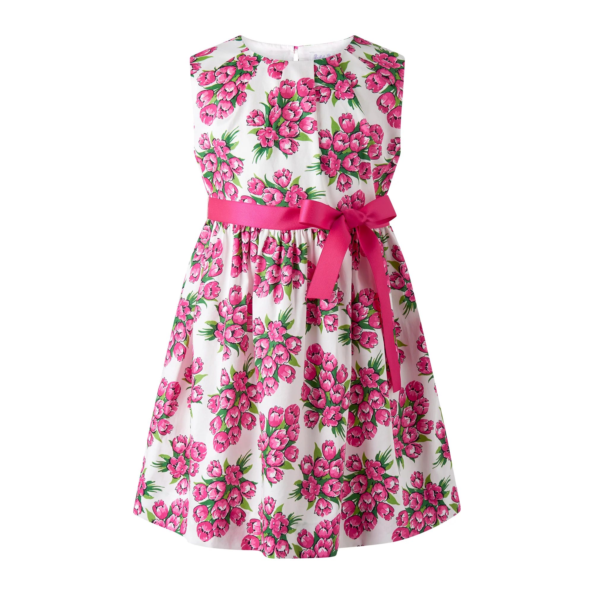 Pink Tulip Bouquet Sash Dress