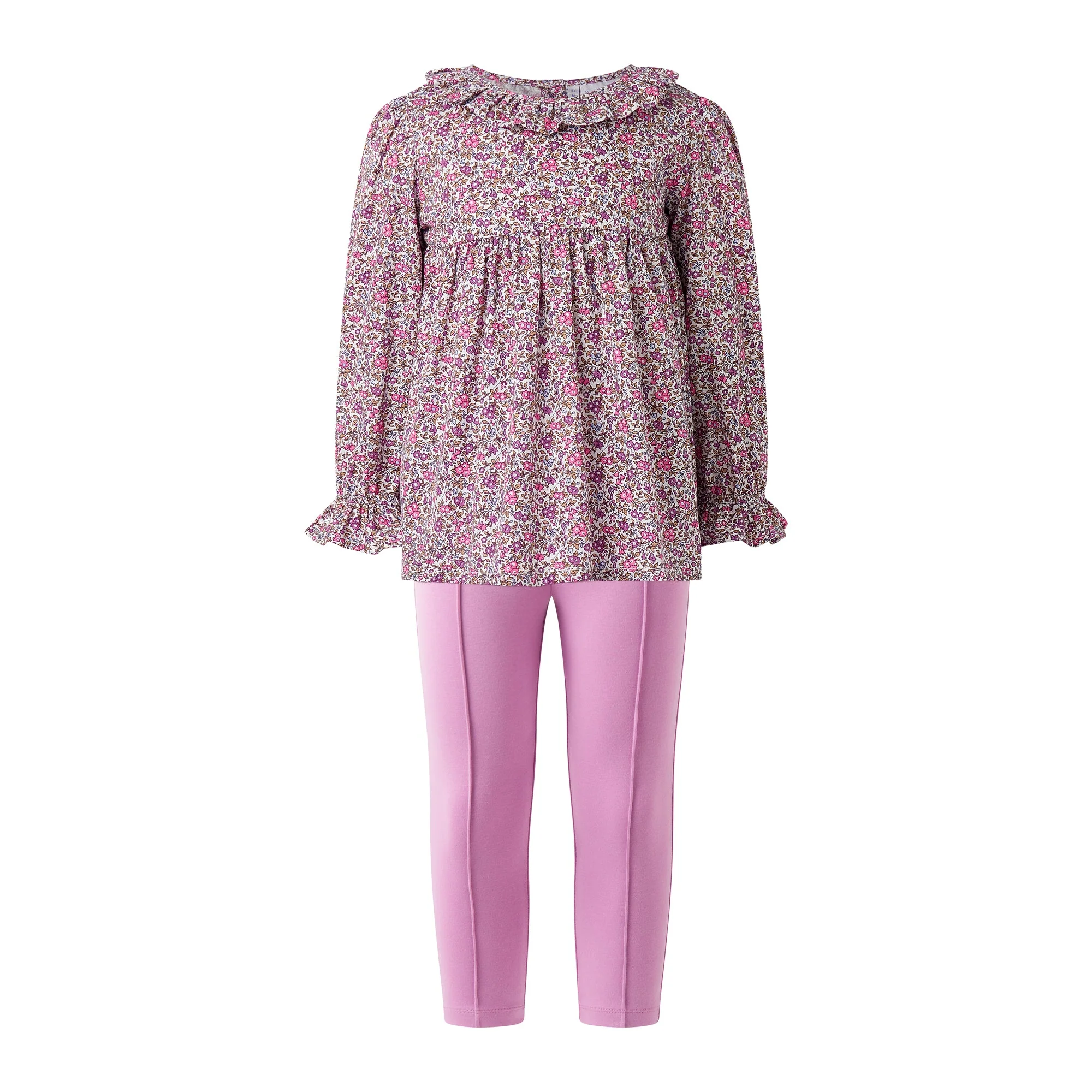 Purple Floral Blouse & Legging Set