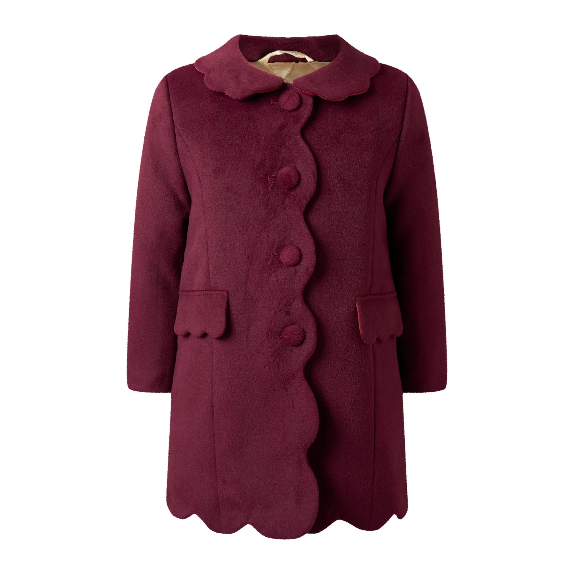 Burgundy Scalloped Dress Coat