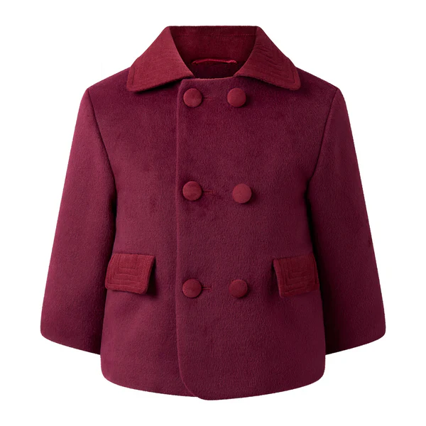 Burgundy Double Breasted Coat and Bonnet