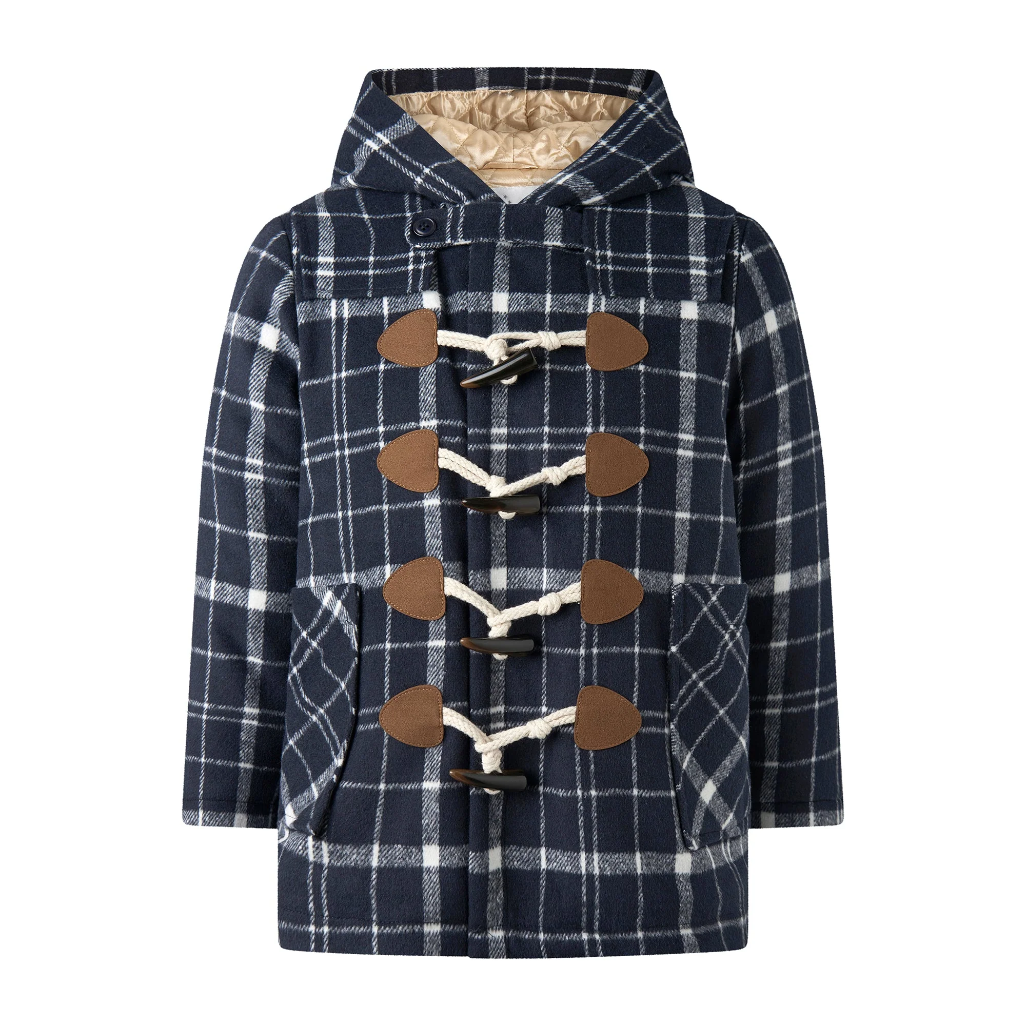 Navy Check Duffle Coat