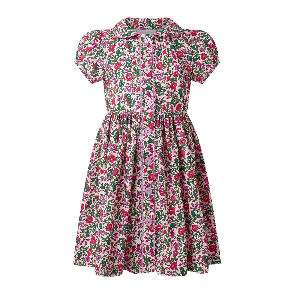 Pink Floral Button-front Dress