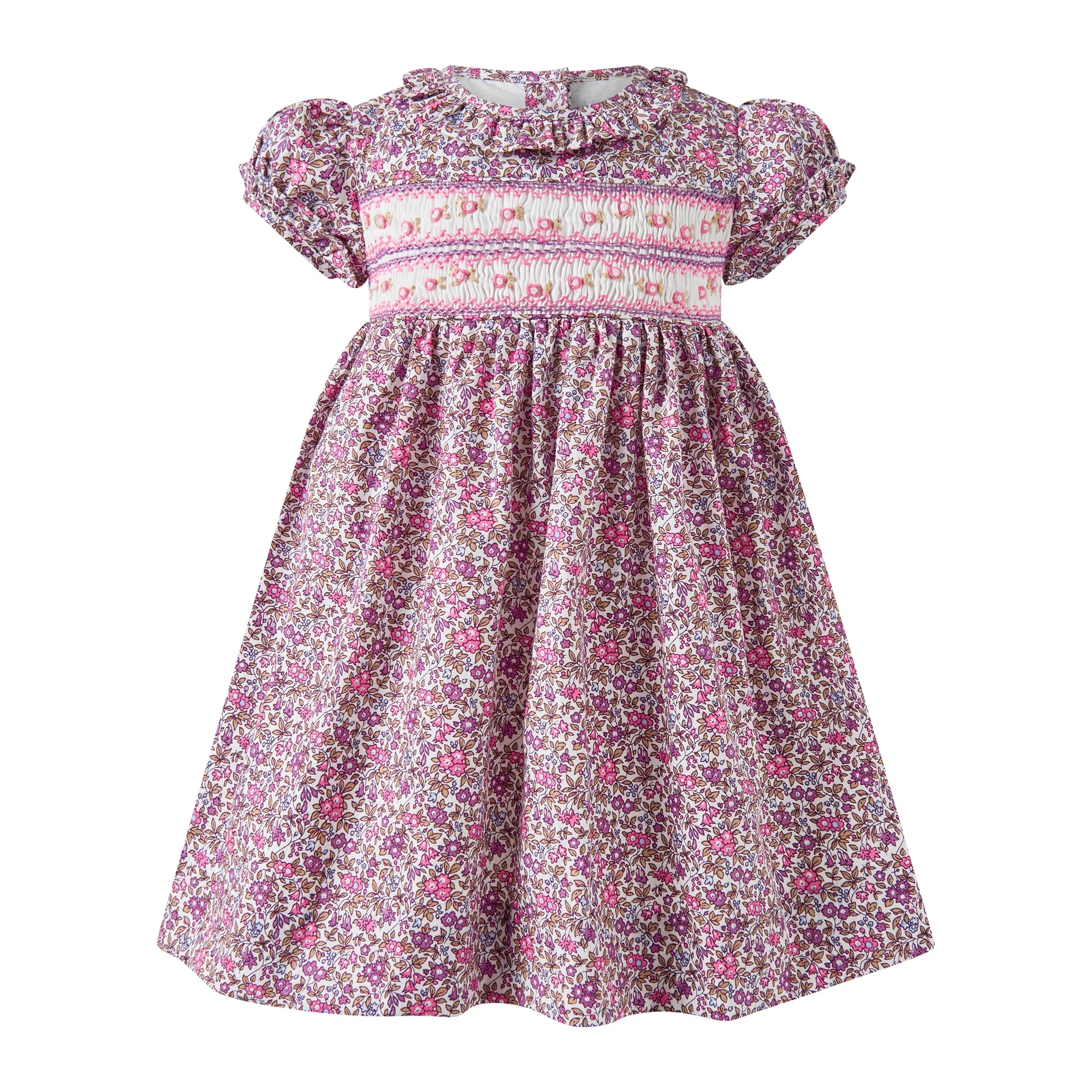 Pink Floral Smocked Dress & Bloomers