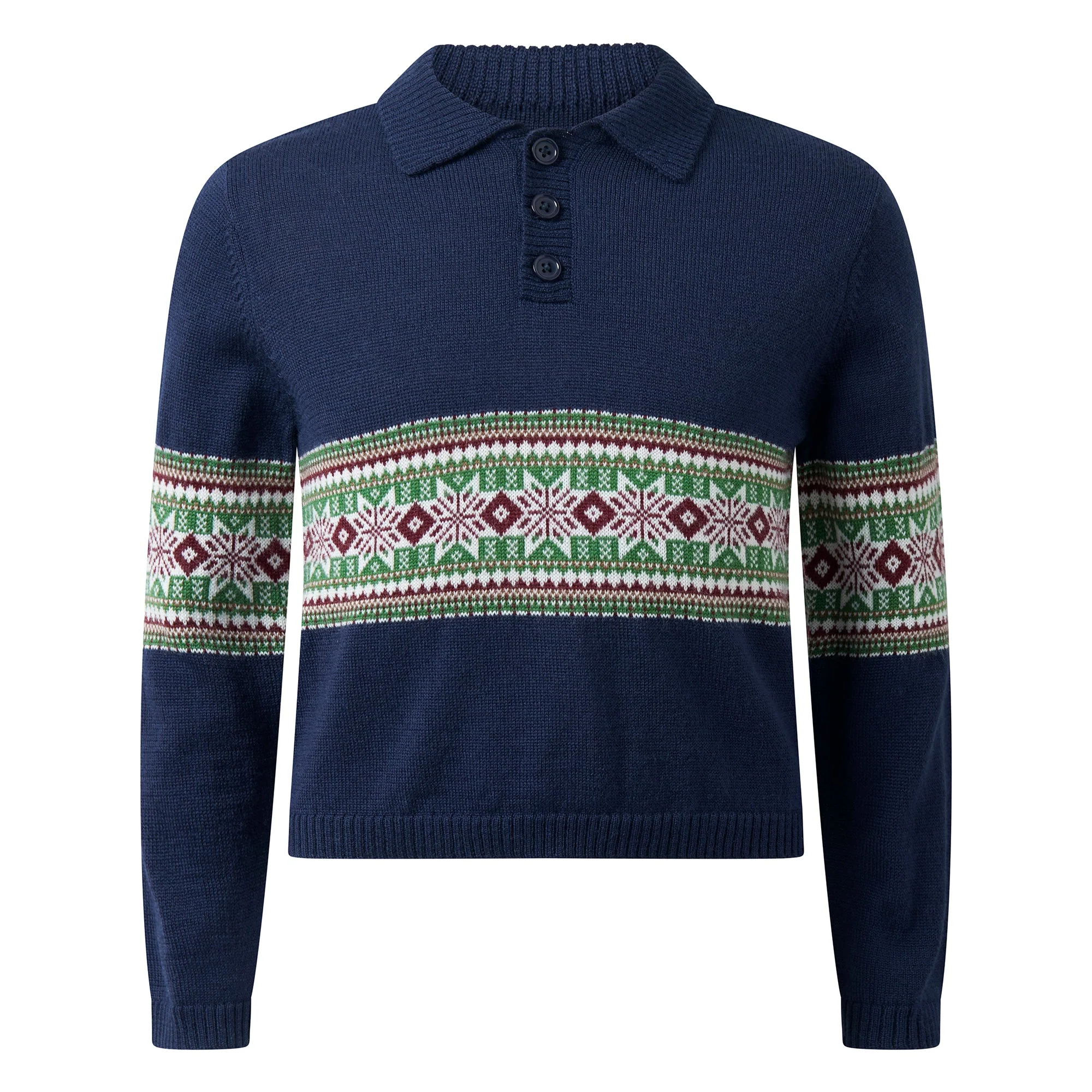 Navy Fairisle Collar Sweater