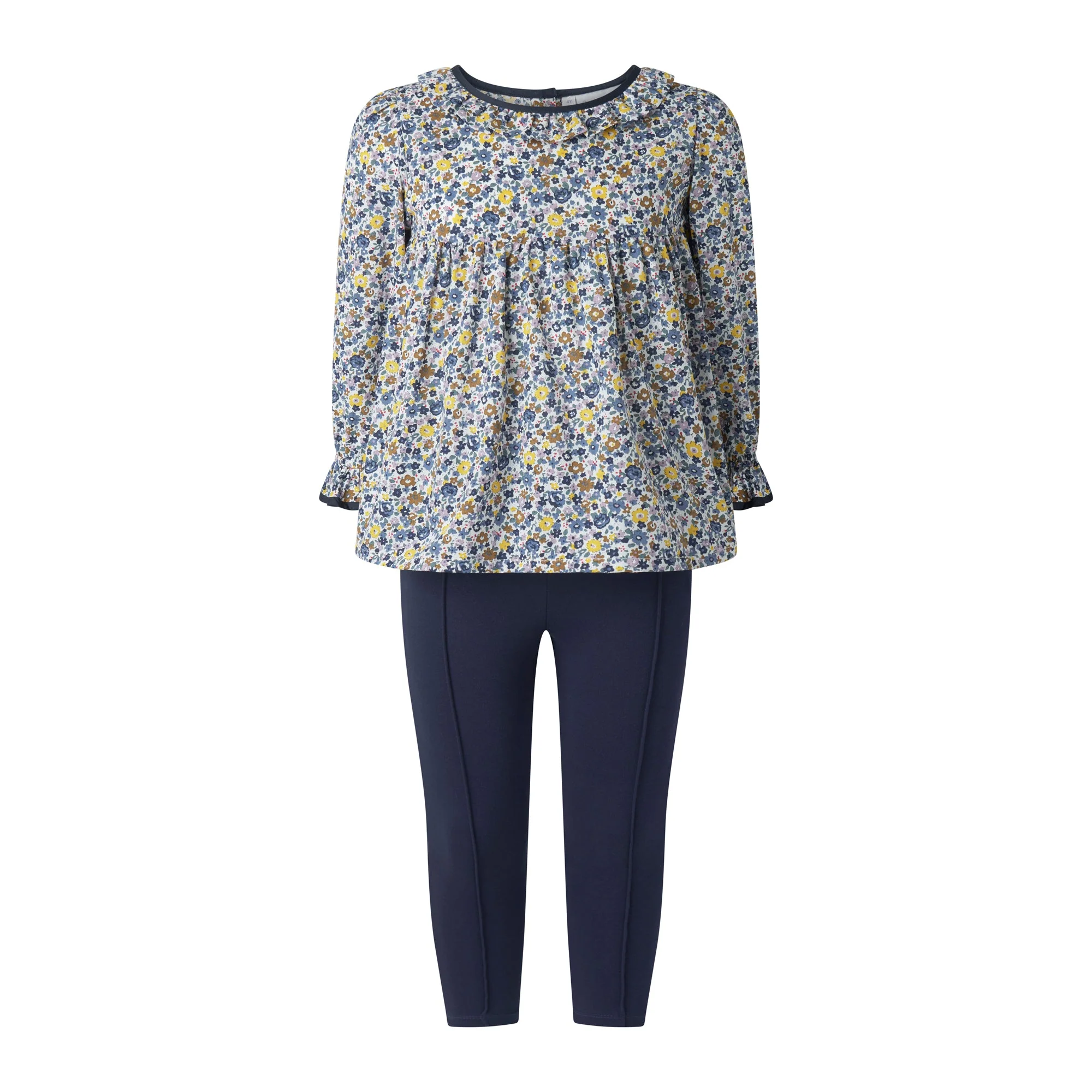 Navy Floral Blouse & Legging Set