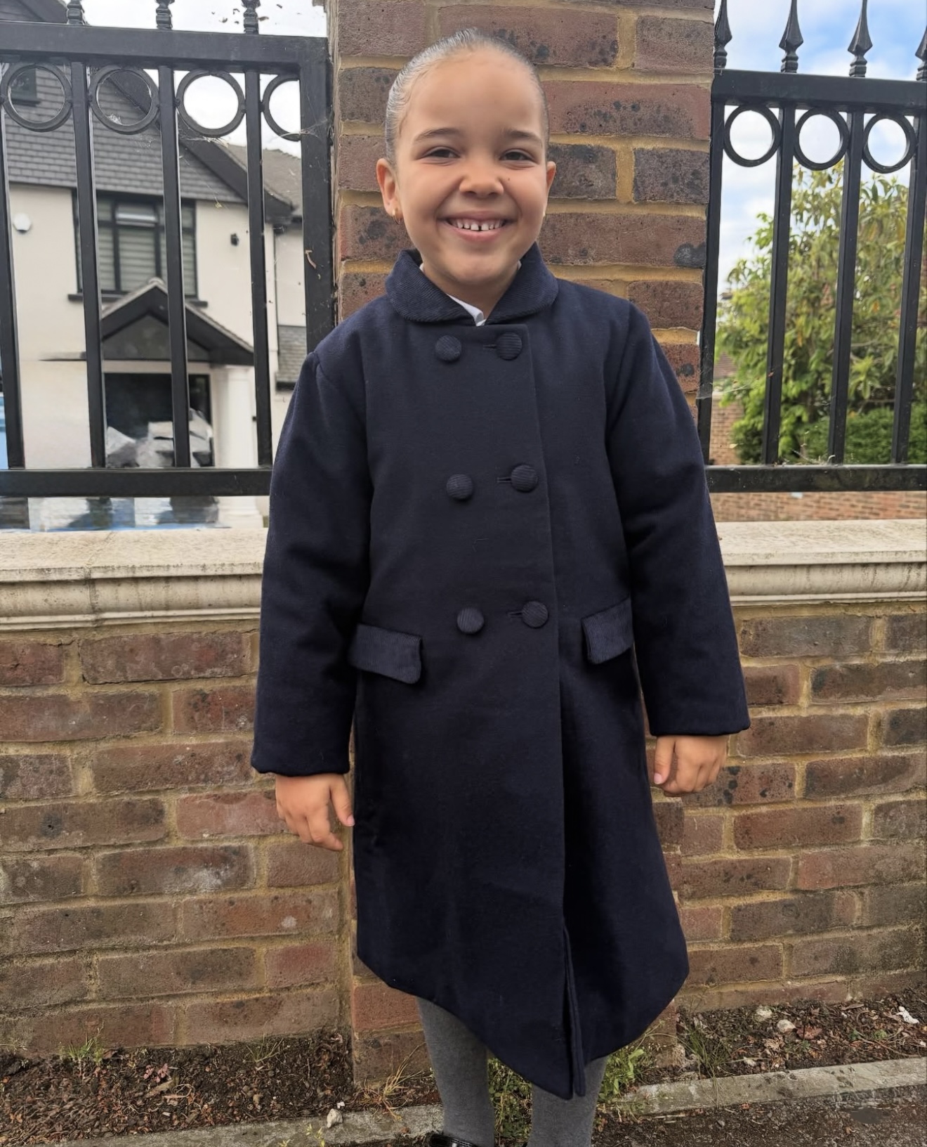 Navy Velvet Trim Coat