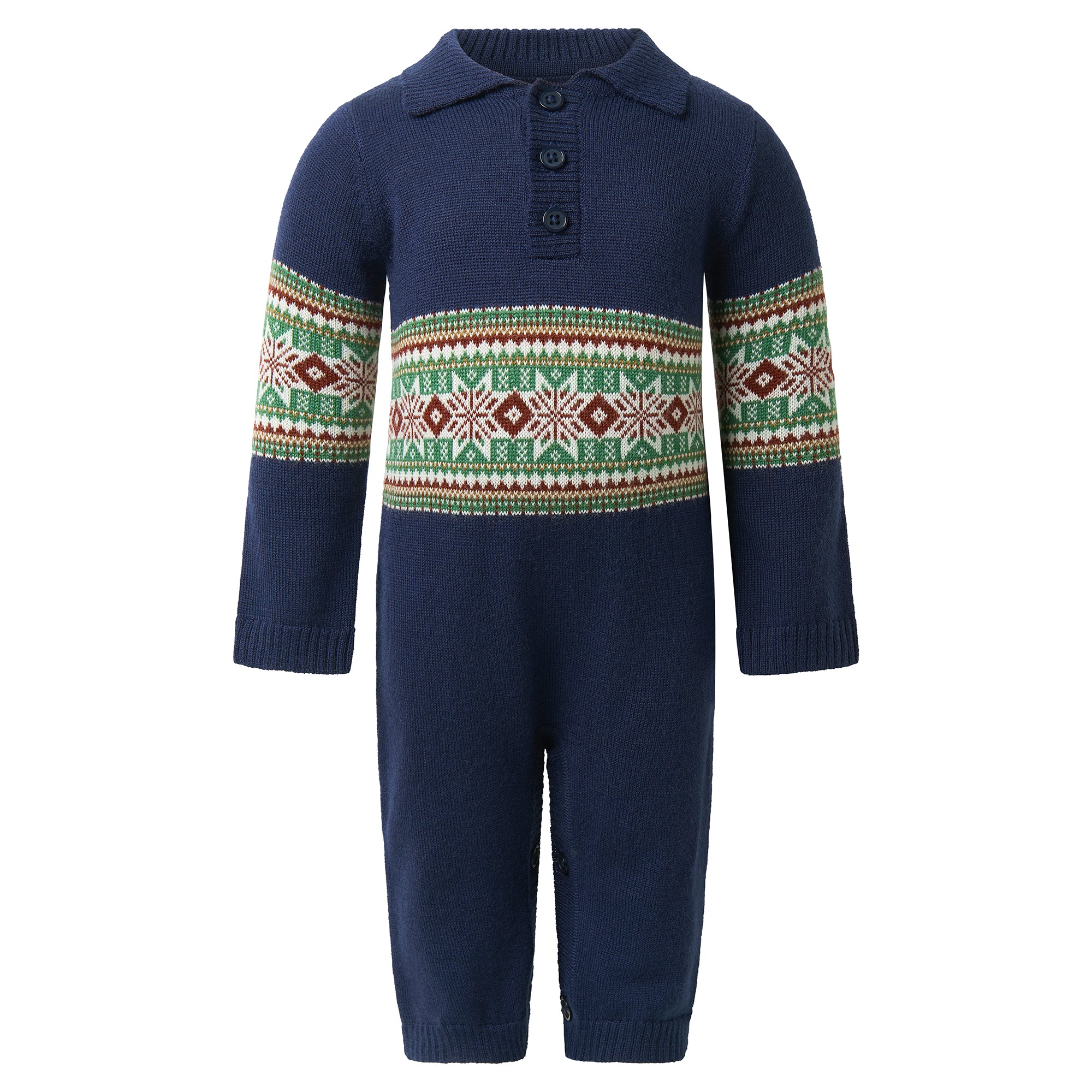 Navy Fairisle Knit Playsuit