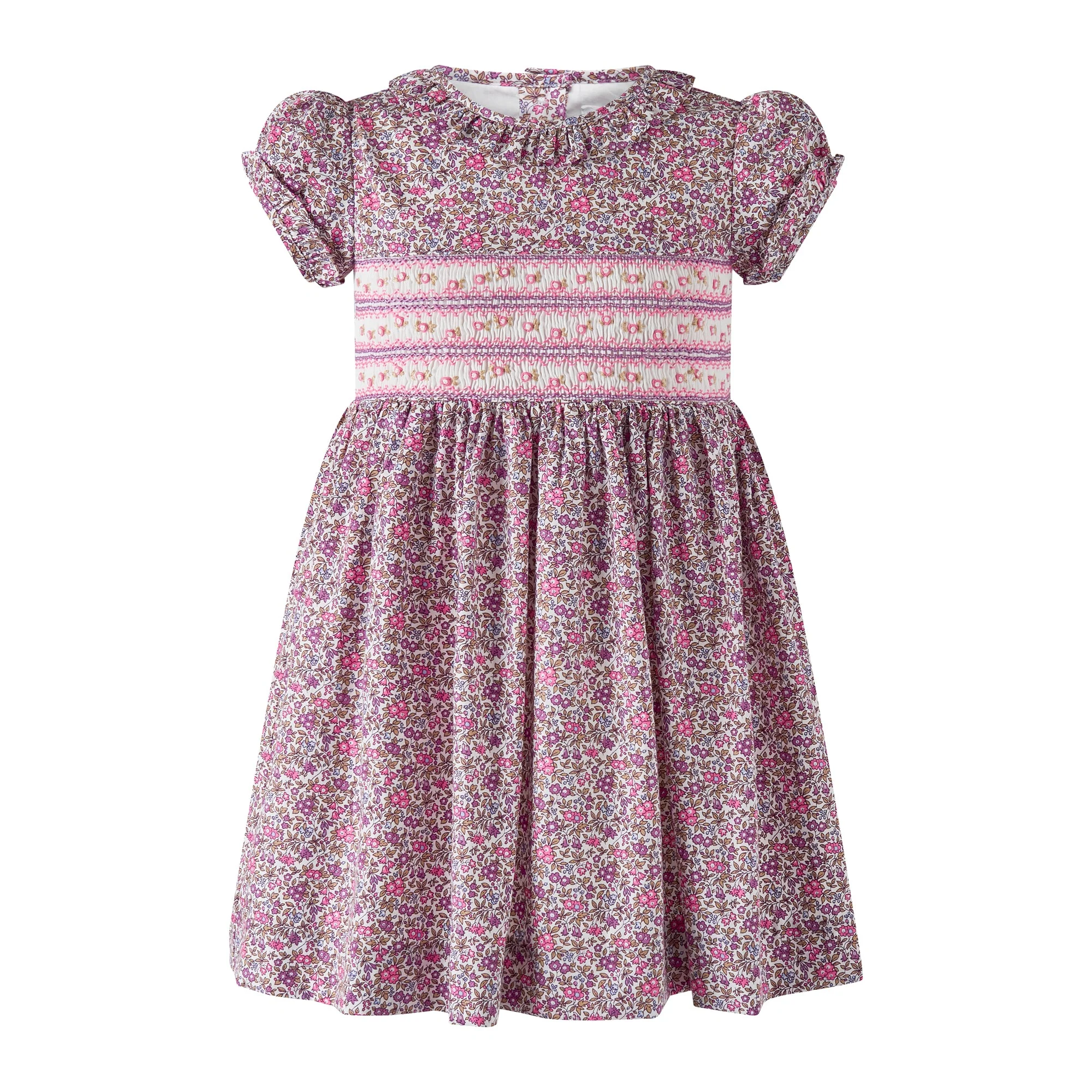 Purple Floral Smocked Dress