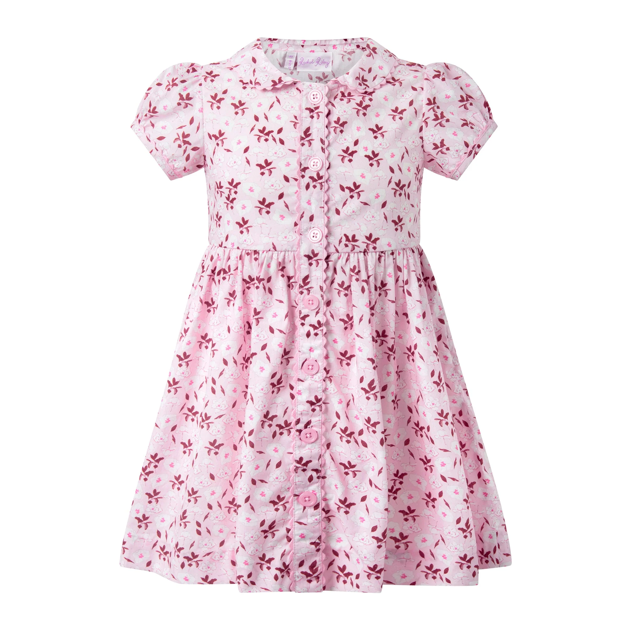 Light Pink Floral Button-Front Dress