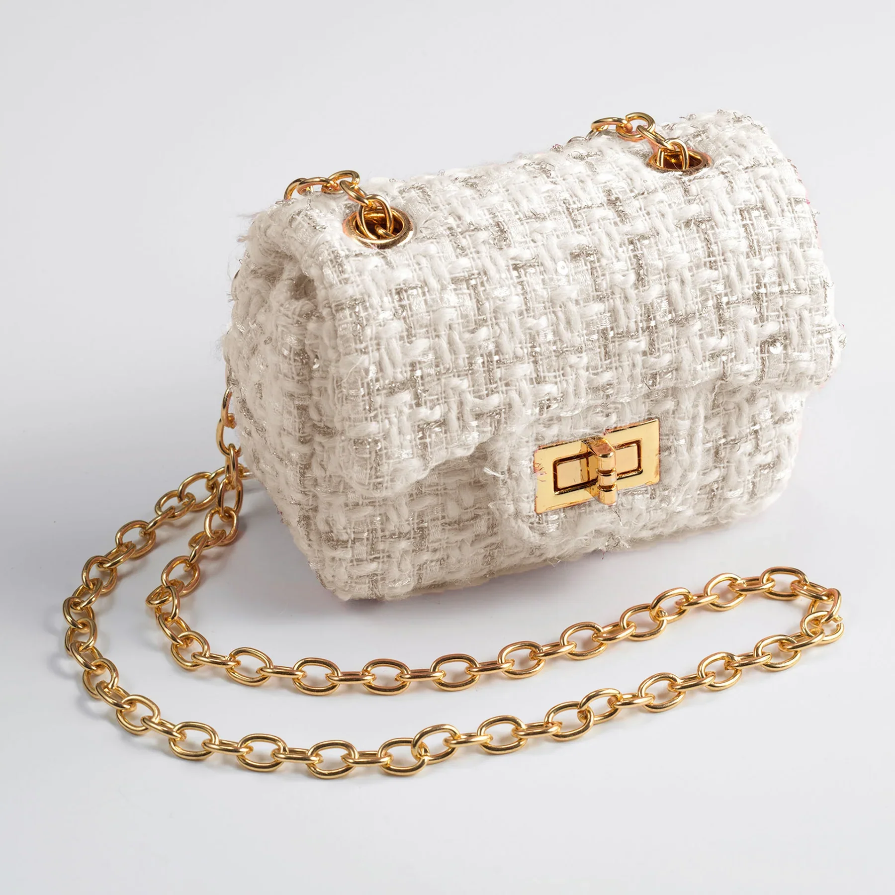 Ivory Tweed Cross Body Bag