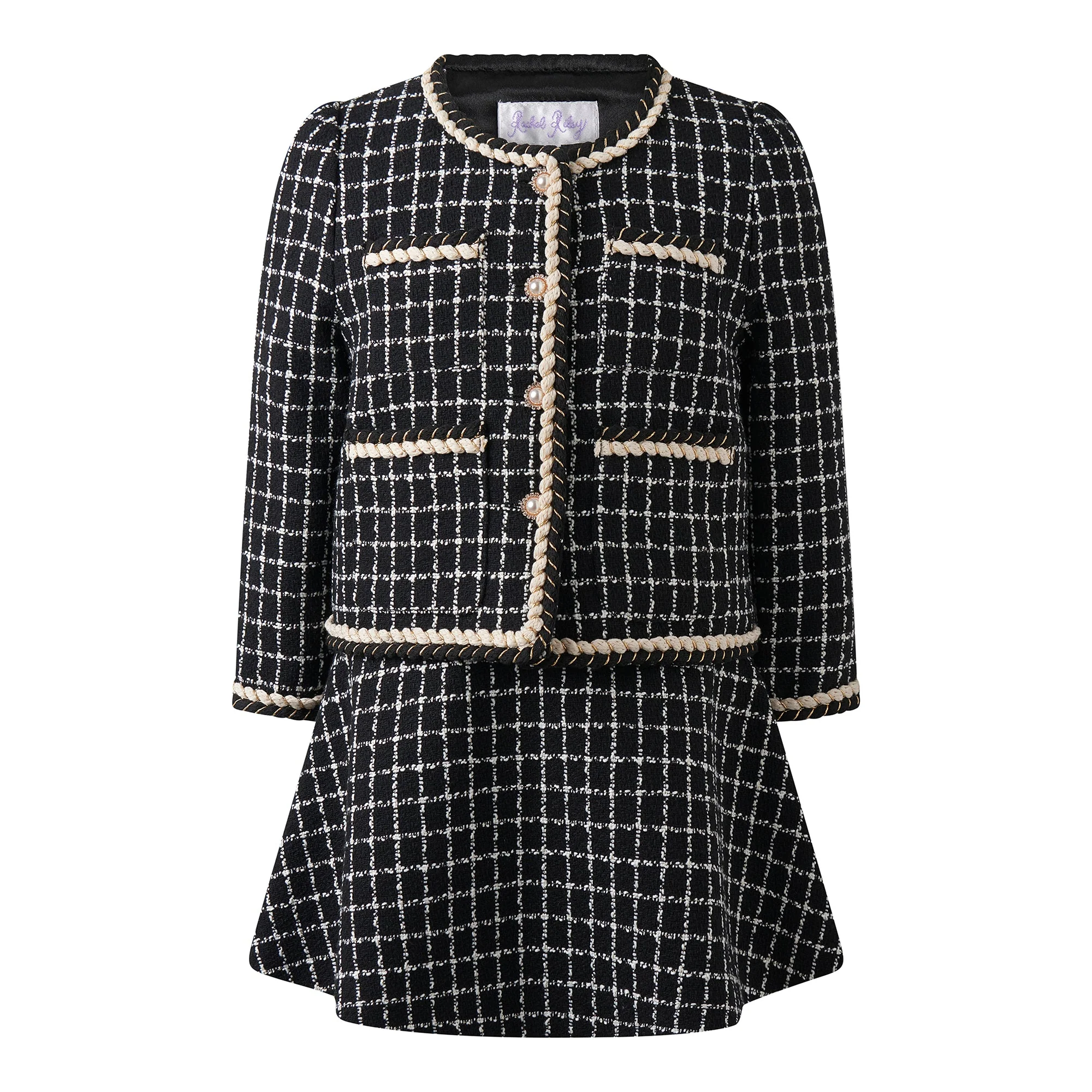 Black & Ivory Tweed Jacket and Skirt Set
