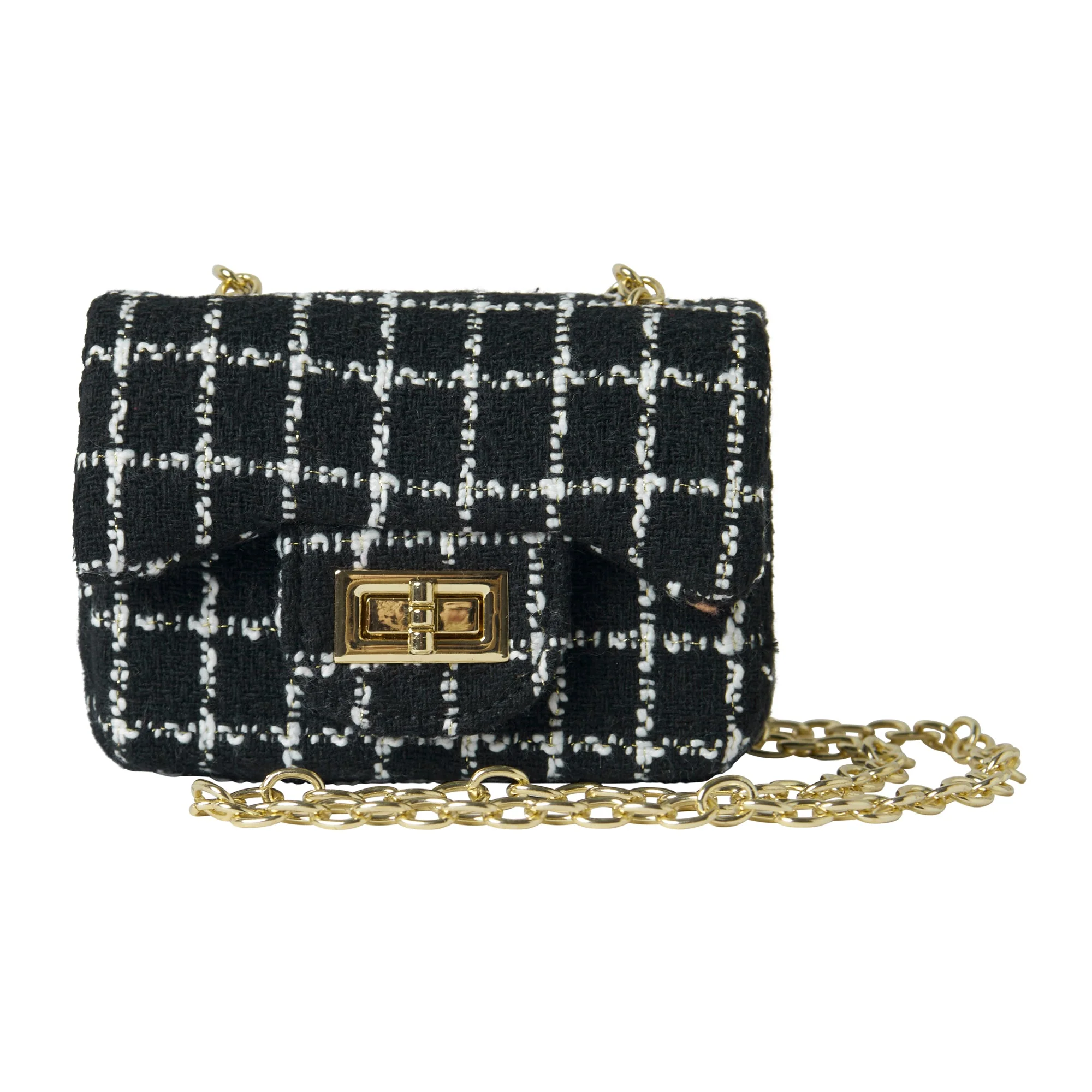 Black & Ivory Tweed Cross Body Bag