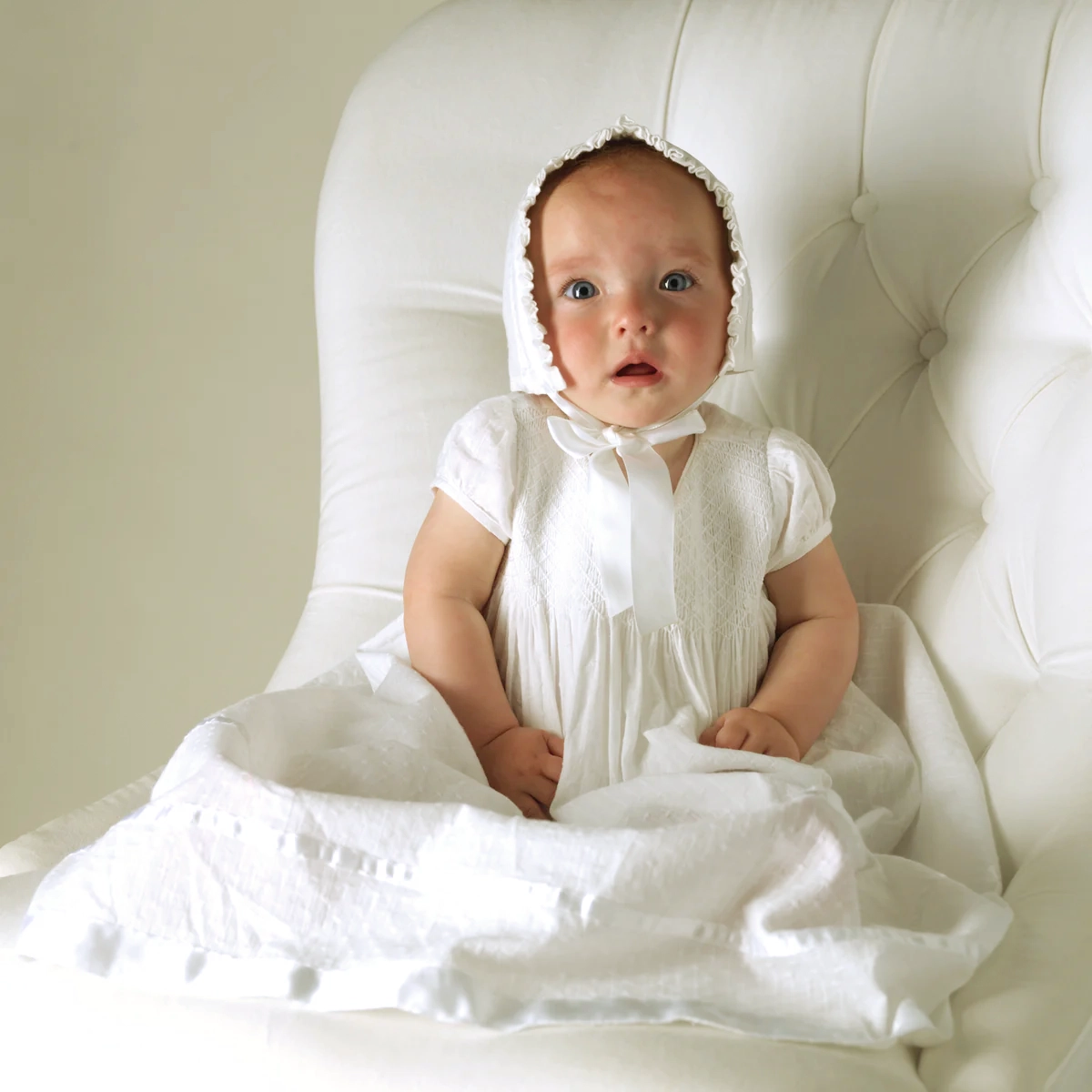 Long Christening Smocked Dress