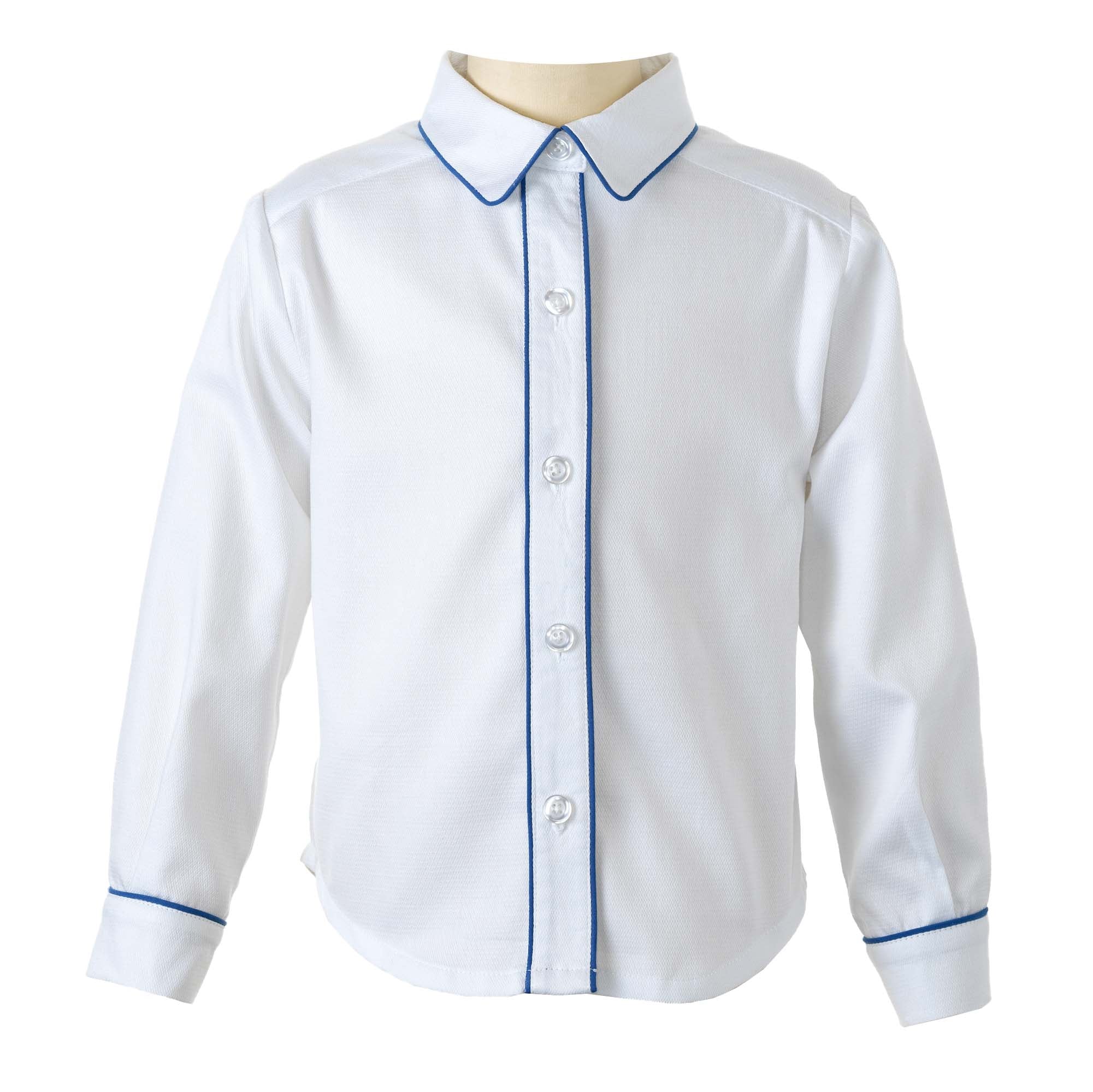 Blue Pique Piped Shirt