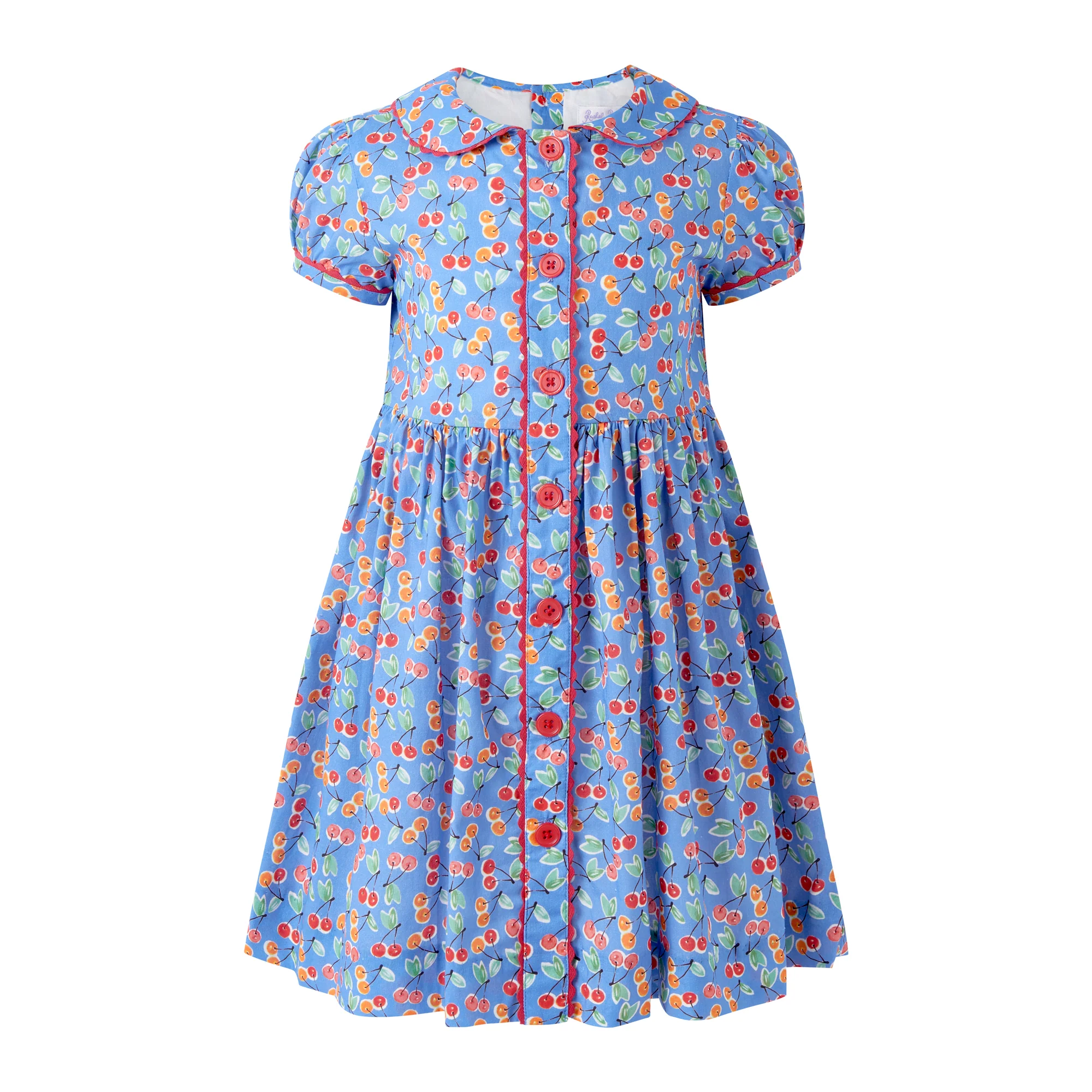 Blue Cherry Button-Front Dress
