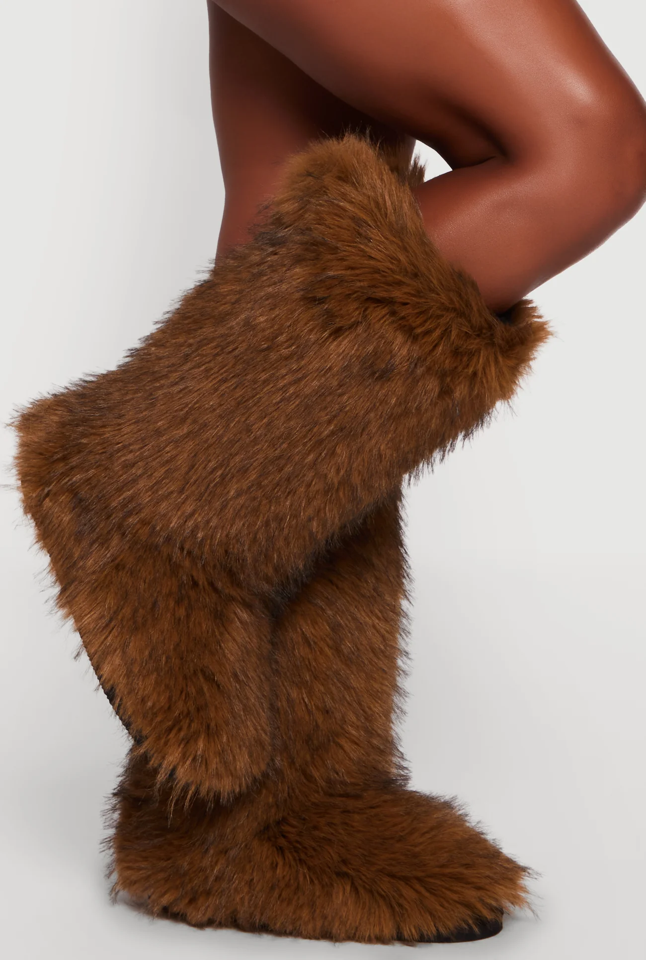 Round Toe Mid Calf Faux Fur Boots