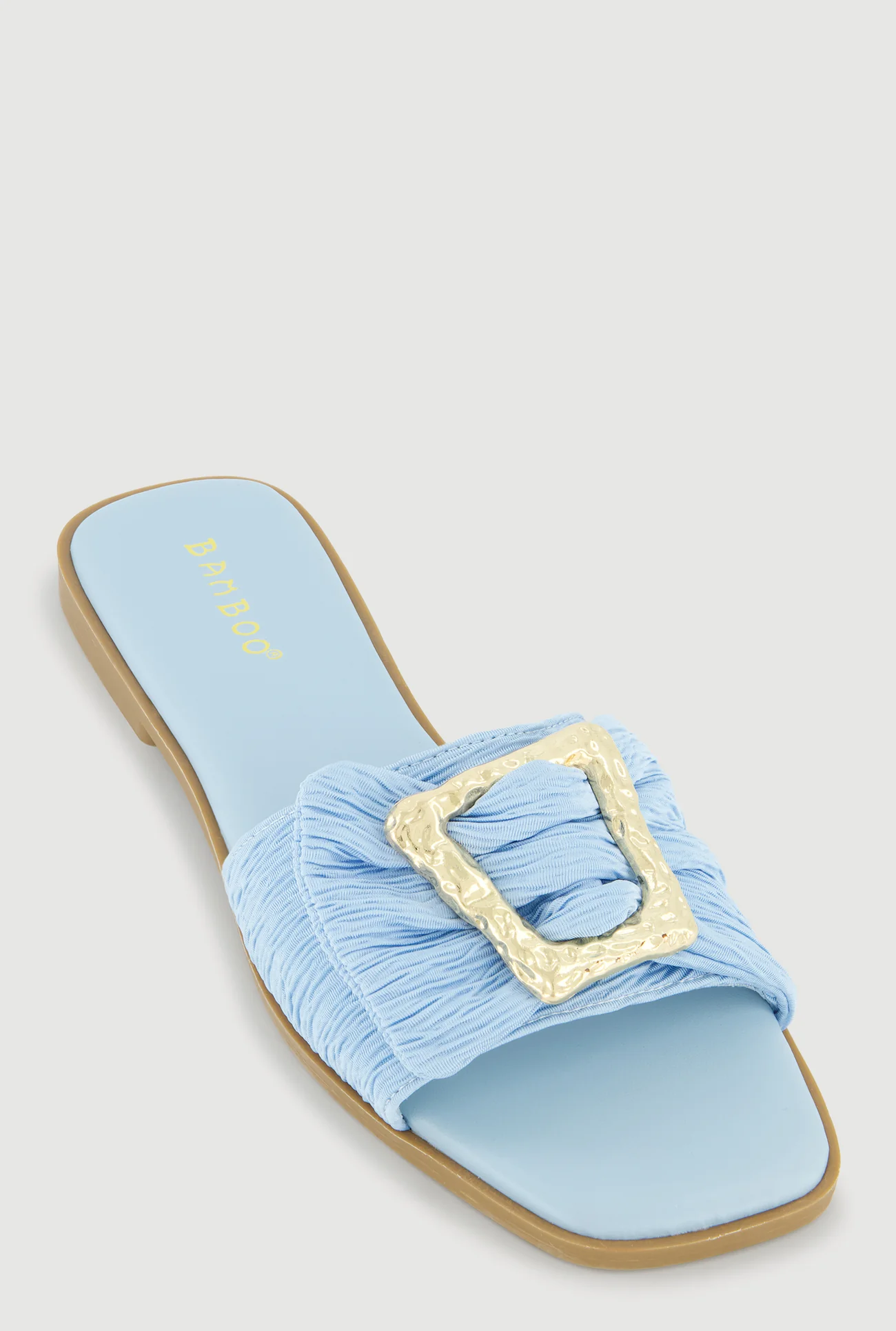 Metallic Buckle Band Slide Sandals