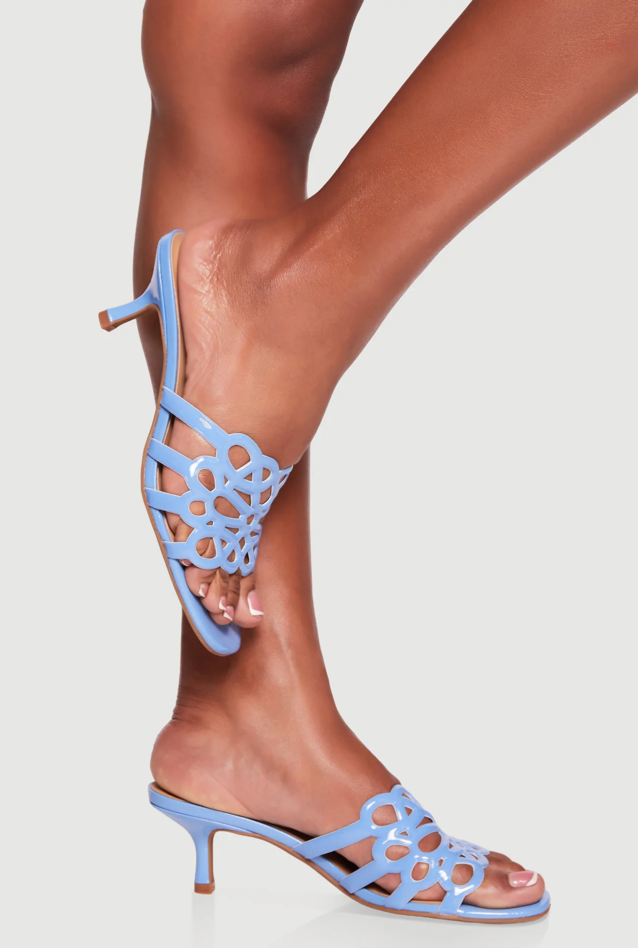 Cut Out Band Kitten Heel Slide Sandals