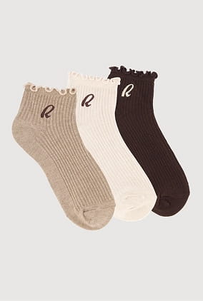 Shop R Collection Lettuce Edge Quarter Socks 3 Pack