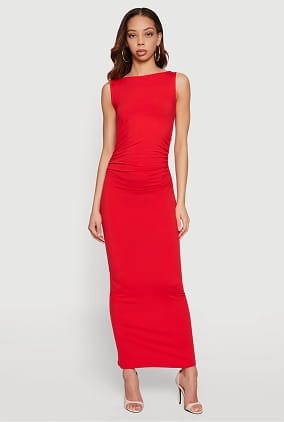 Shop Ruched Side Boat Neck Maxi Dress