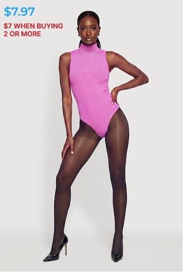 Shop Compression Rib Sleeveless Mock Neck Bodysuit