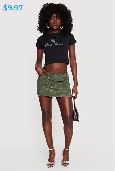 Shop High Maintenance Rhinestone Graphic Crop Top
