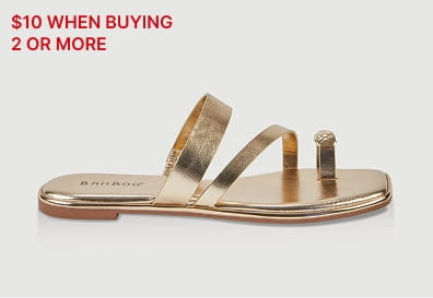 Shop Metallic Toe Loop Asymmetrical Strappy Slide Sandals