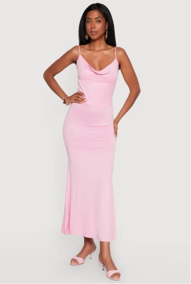 Shop Cowl Neck Open Back Mermaid Dress