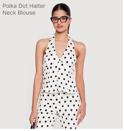 Shop Polka Dot Halter Neck Blouse
