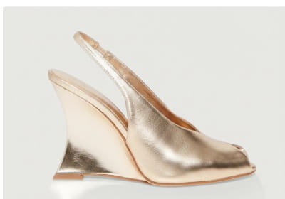 Shop Peep Toe Slingback Metallic Wedges