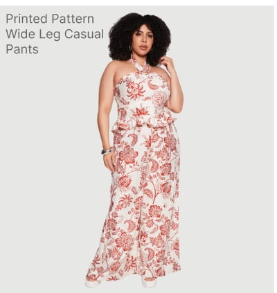 Shop Plus Size Printed Pattern Wide Leg Casual Pants